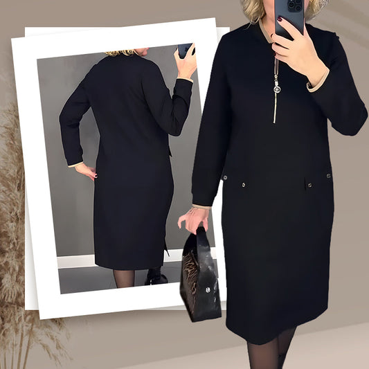 ❄️Winter-Specials❄️ 50%OFF Women's Elegant Black Long-Sleeve Dress