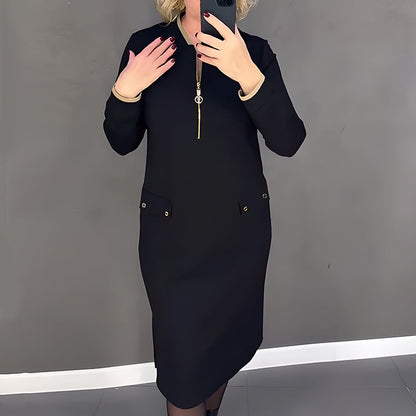 ❄️Winter-Specials❄️ 50%OFF Women's Elegant Black Long-Sleeve Dress